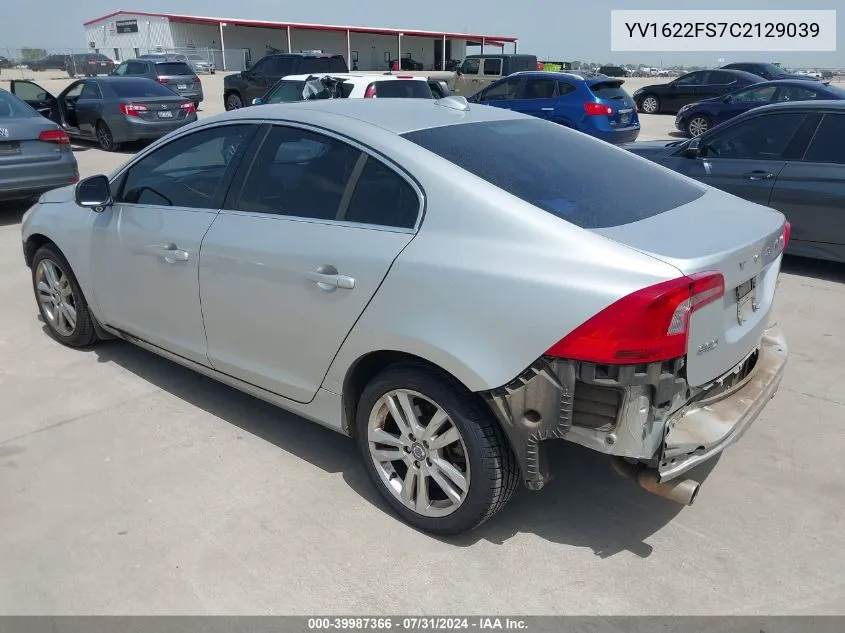 YV1622FS7C2129039 2012 Volvo S60 T5