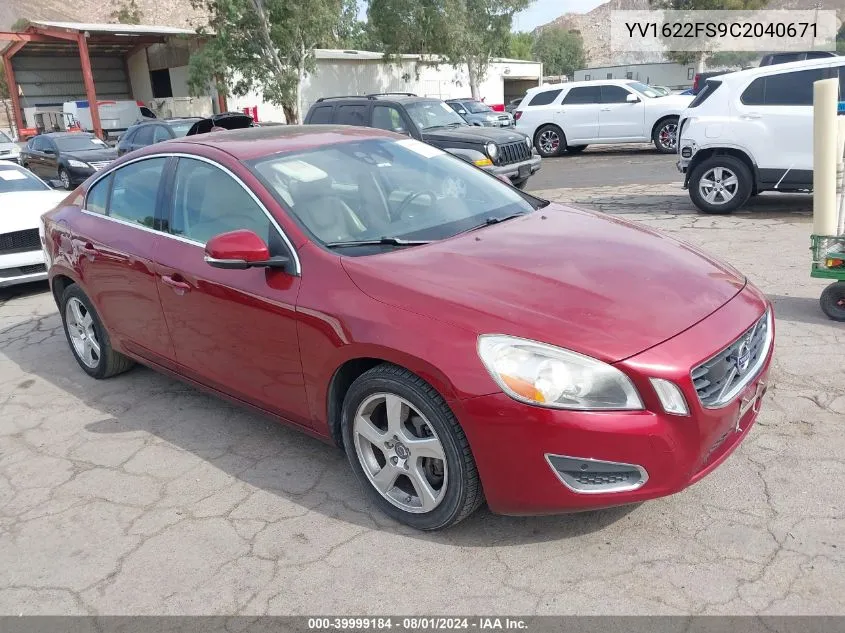 2012 Volvo S60 T5 VIN: YV1622FS9C2040671 Lot: 39999184