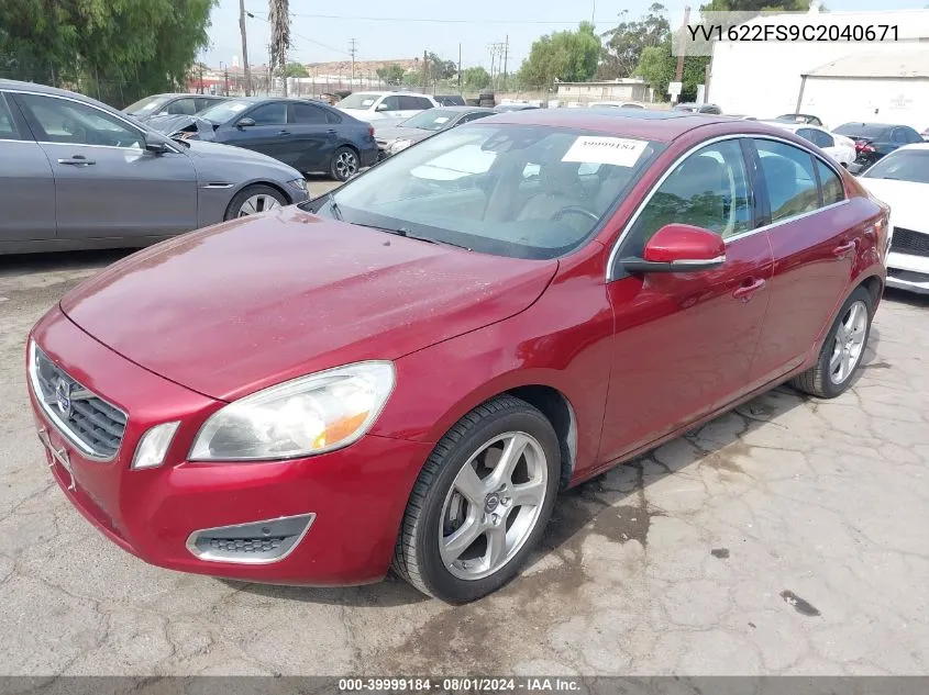 2012 Volvo S60 T5 VIN: YV1622FS9C2040671 Lot: 39999184