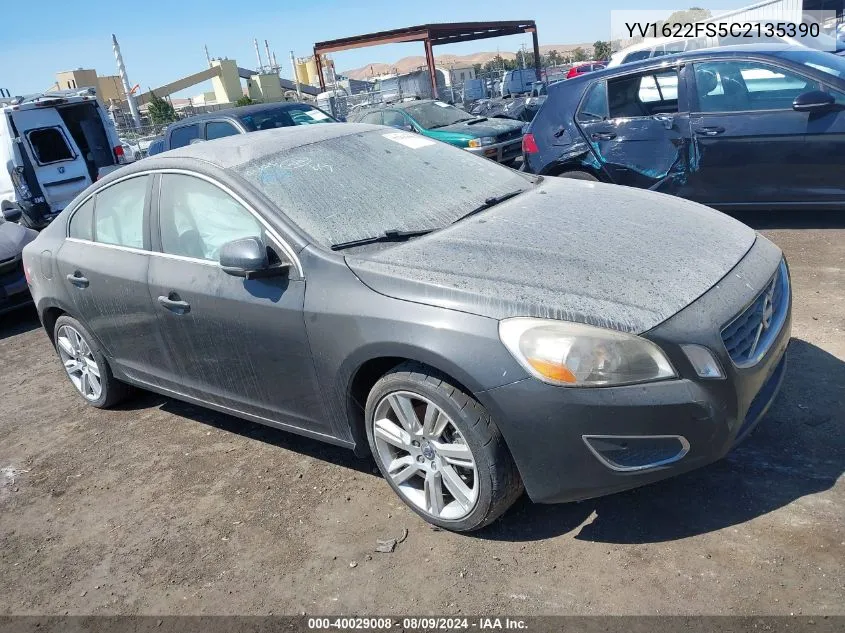 2012 Volvo S60 T5 VIN: YV1622FS5C2135390 Lot: 40029008