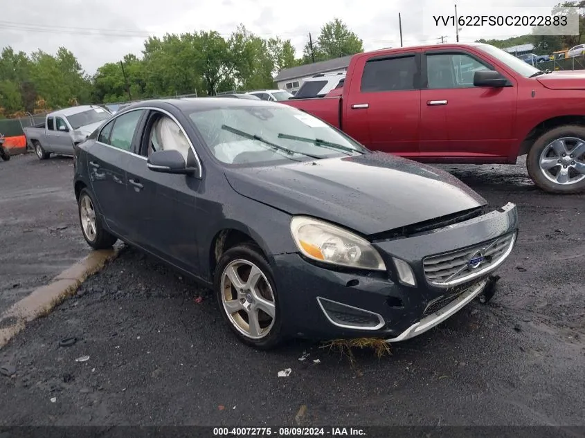 2012 Volvo S60 T5 VIN: YV1622FS0C2022883 Lot: 40072775