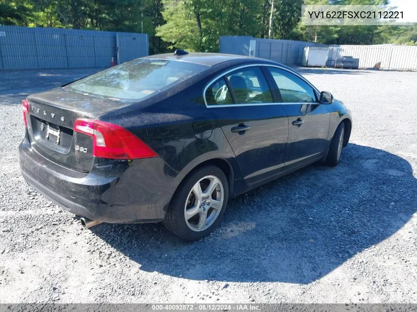 2012 Volvo S60 T5 VIN: YV1622FSXC2112221 Lot: 40092572