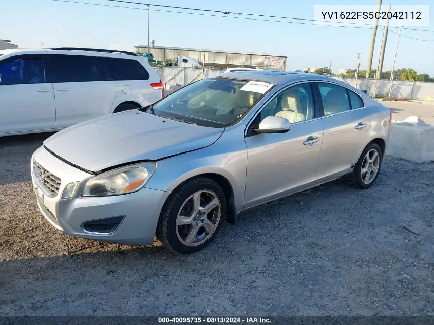 2012 Volvo S60 T5 VIN: YV1622FS5C2042112 Lot: 40095735