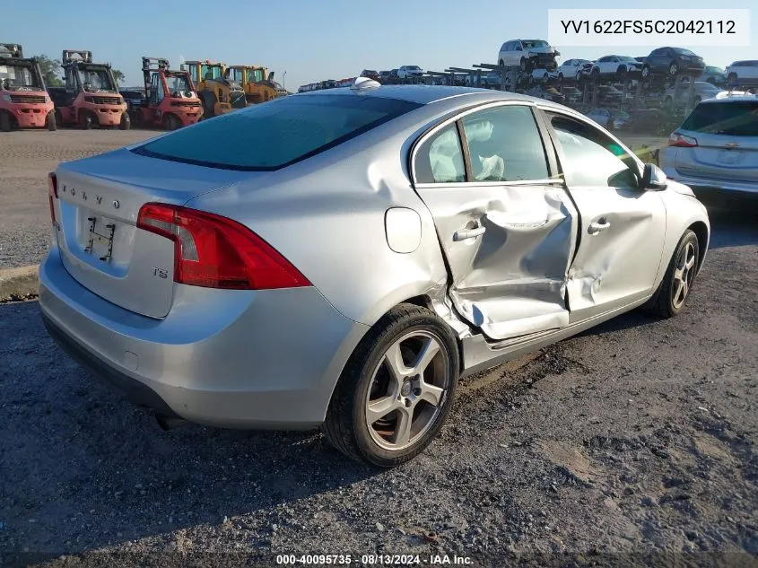 2012 Volvo S60 T5 VIN: YV1622FS5C2042112 Lot: 40095735