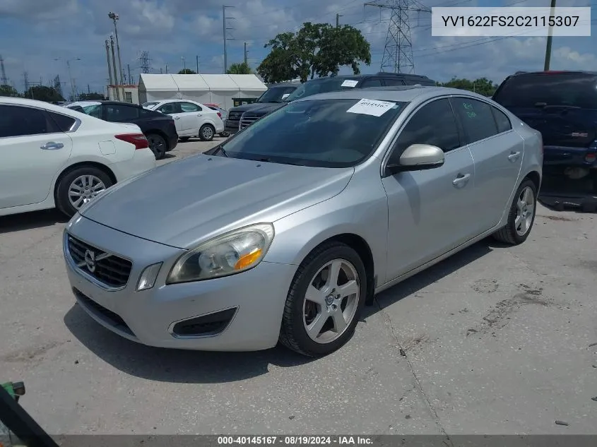 2012 Volvo S60 T5 VIN: YV1622FS2C2115307 Lot: 40145167