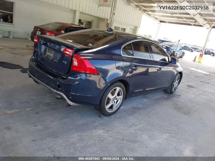 YV1622FS0C2032958 2012 Volvo S60 T5