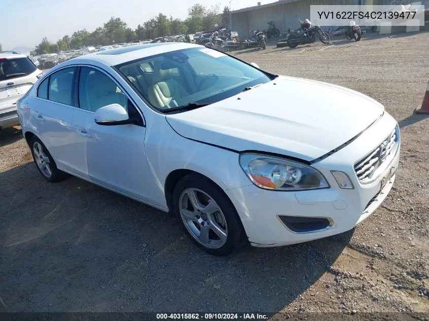 2012 Volvo S60 T5 VIN: YV1622FS4C2139477 Lot: 40315862