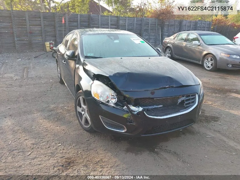 2012 Volvo S60 T5 VIN: YV1622FS4C2115874 Lot: 40336067