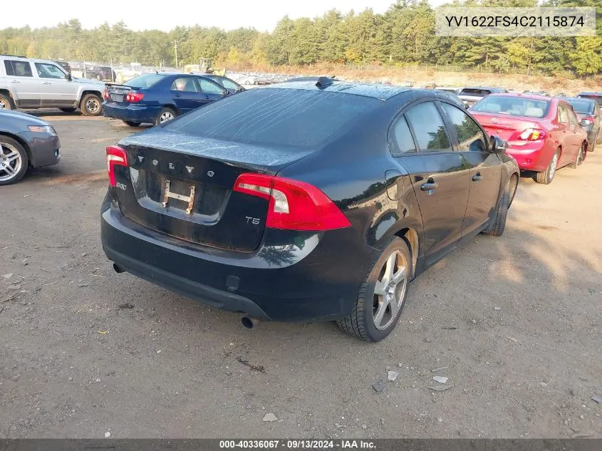 YV1622FS4C2115874 2012 Volvo S60 T5