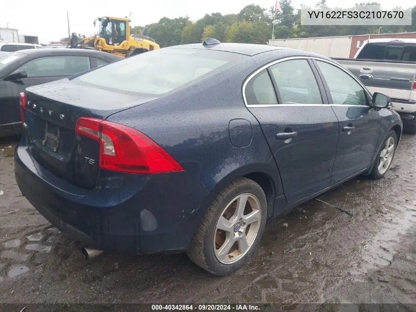 2012 Volvo S60 T5 VIN: YV1622FS3C2107670 Lot: 40342864