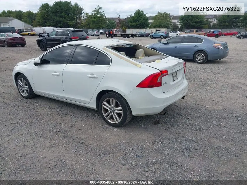 2012 Volvo S60 T5 VIN: YV1622FSXC2076322 Lot: 40354882