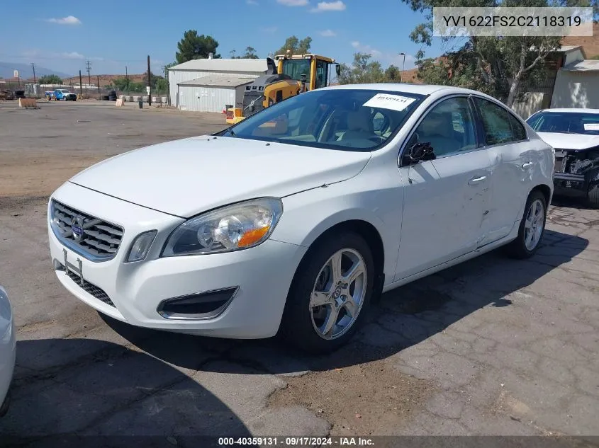 2012 Volvo S60 T5 VIN: YV1622FS2C2118319 Lot: 40359131