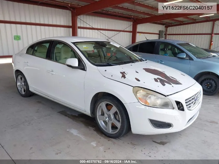 2012 Volvo S60 T5 VIN: YV1622FS6C2040157 Lot: 40370762