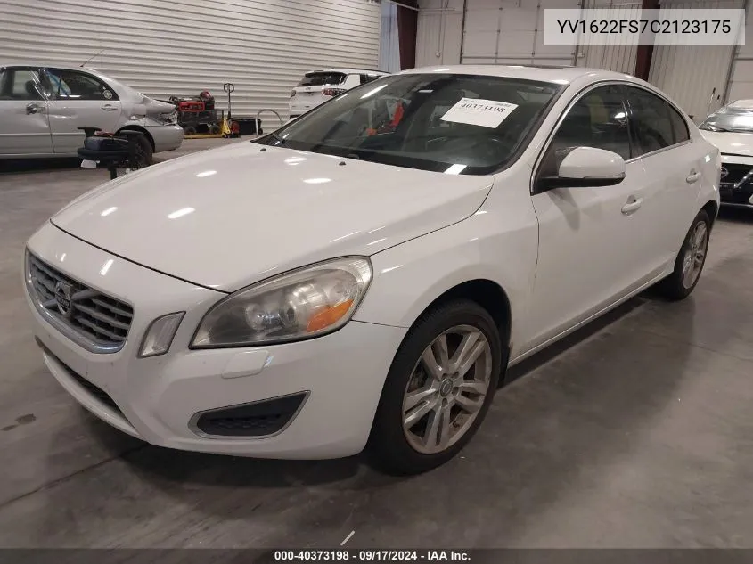 2012 Volvo S60 T5 VIN: YV1622FS7C2123175 Lot: 40373198