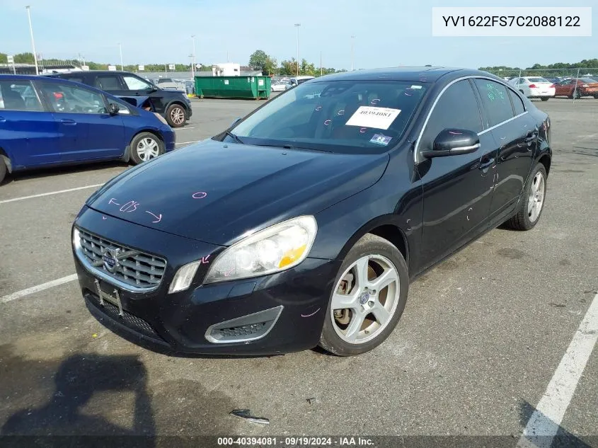 2012 Volvo S60 T5 VIN: YV1622FS7C2088122 Lot: 40394081