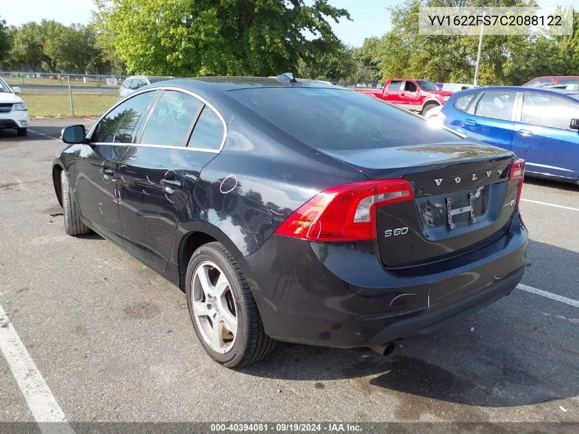 2012 Volvo S60 T5 VIN: YV1622FS7C2088122 Lot: 40394081