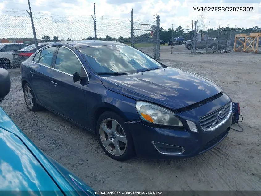 2012 Volvo S60 T5 VIN: YV1622FS3C2078302 Lot: 40415611