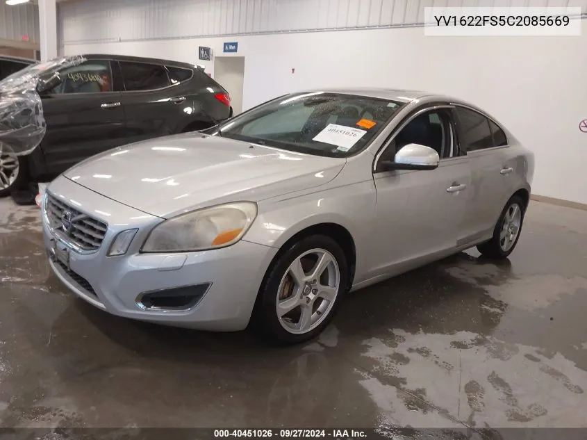 2012 Volvo S60 T5 VIN: YV1622FS5C2085669 Lot: 40451026