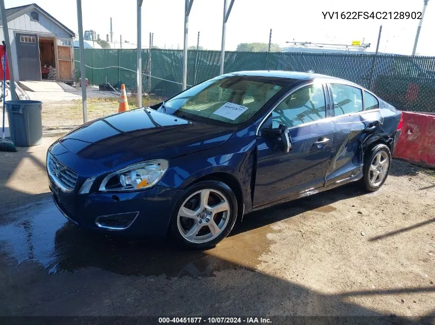 2012 Volvo S60 T5 VIN: YV1622FS4C2128902 Lot: 40451877