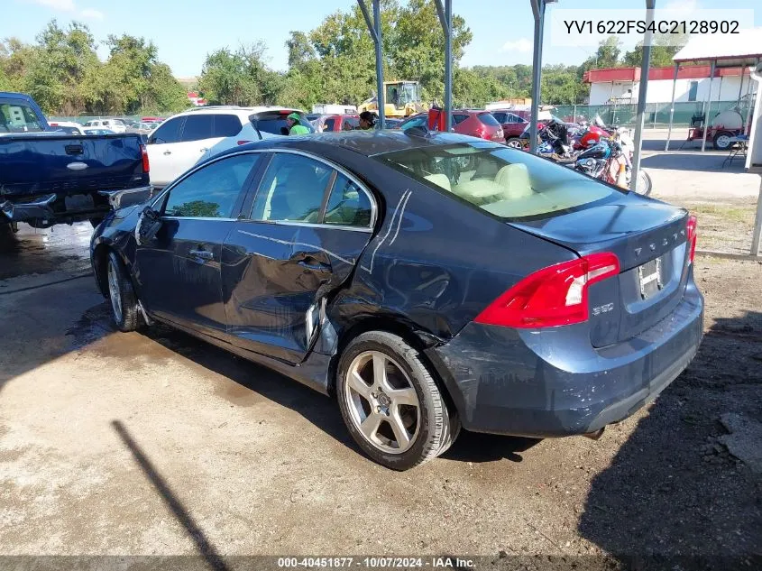 2012 Volvo S60 T5 VIN: YV1622FS4C2128902 Lot: 40451877