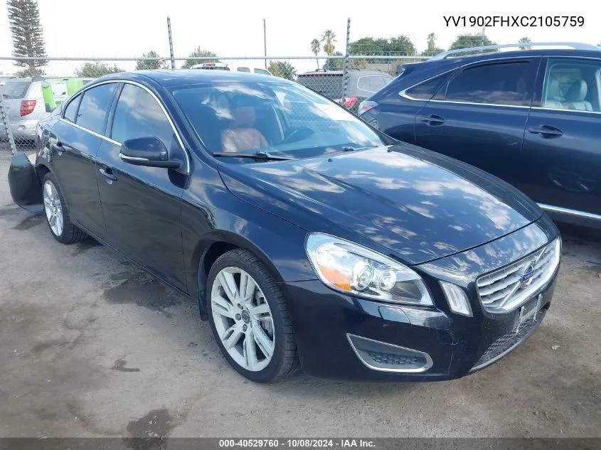 2012 Volvo S60 T6 VIN: YV1902FHXC2105759 Lot: 40529760