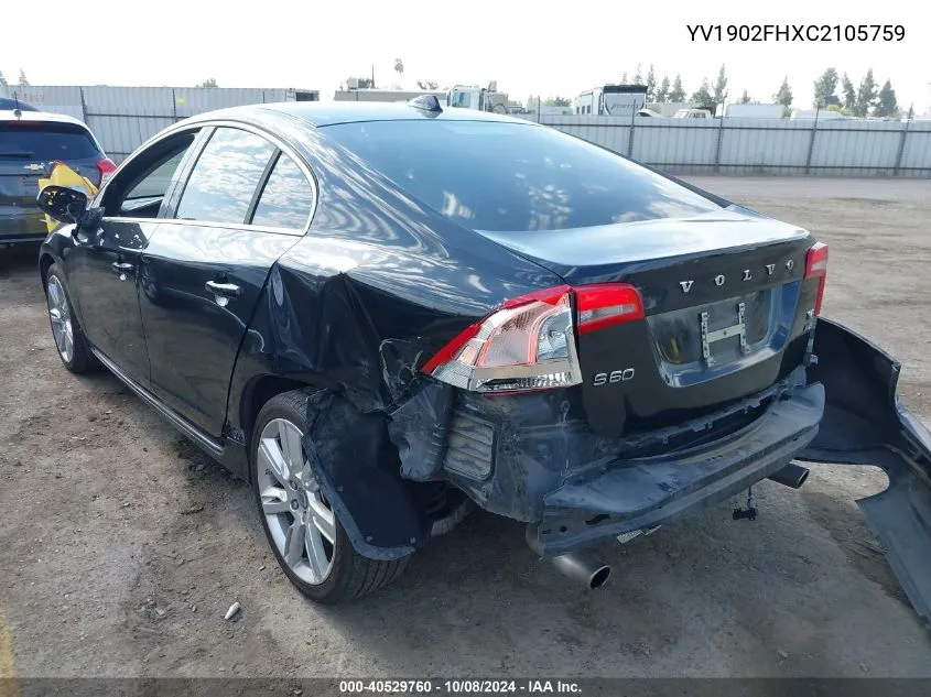 2012 Volvo S60 T6 VIN: YV1902FHXC2105759 Lot: 40529760