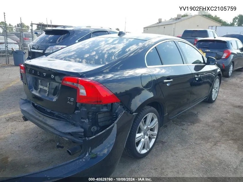 2012 Volvo S60 T6 VIN: YV1902FHXC2105759 Lot: 40529760