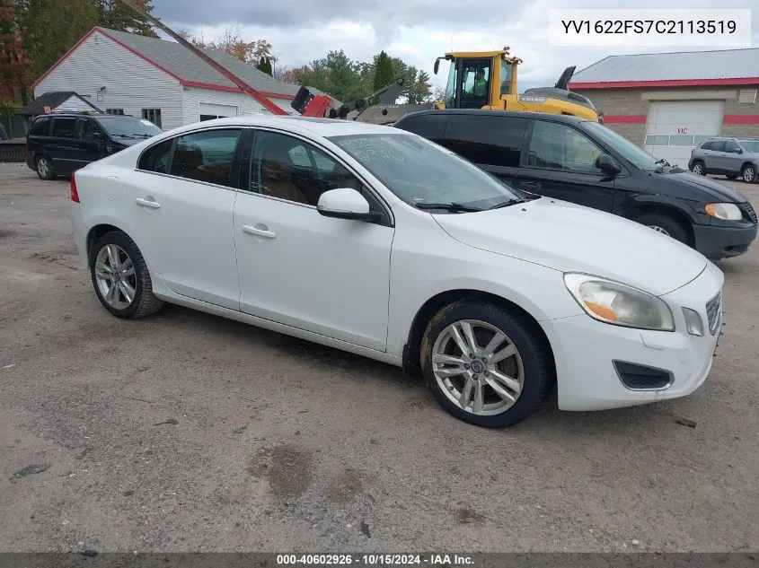 2012 Volvo S60 T5 VIN: YV1622FS7C2113519 Lot: 40602926