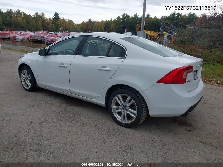 2012 Volvo S60 T5 VIN: YV1622FS7C2113519 Lot: 40602926