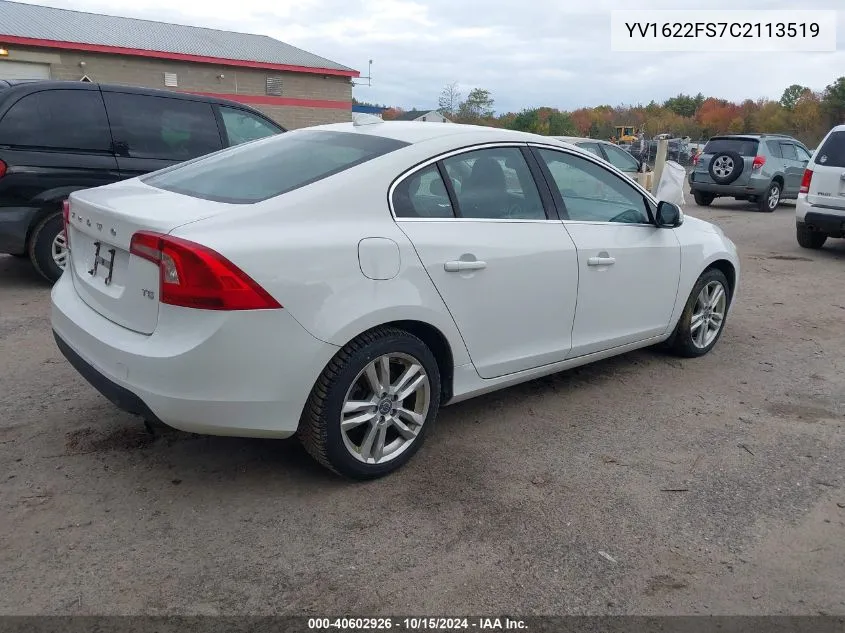 2012 Volvo S60 T5 VIN: YV1622FS7C2113519 Lot: 40602926