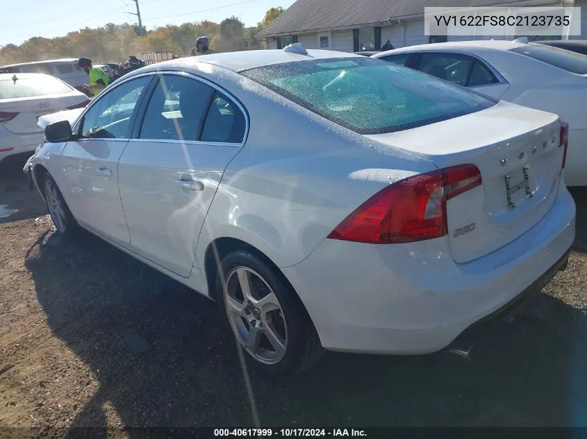 YV1622FS8C2123735 2012 Volvo S60 T5