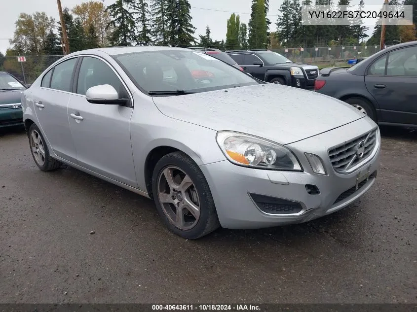 2012 Volvo S60 T5 VIN: YV1622FS7C2049644 Lot: 40643611