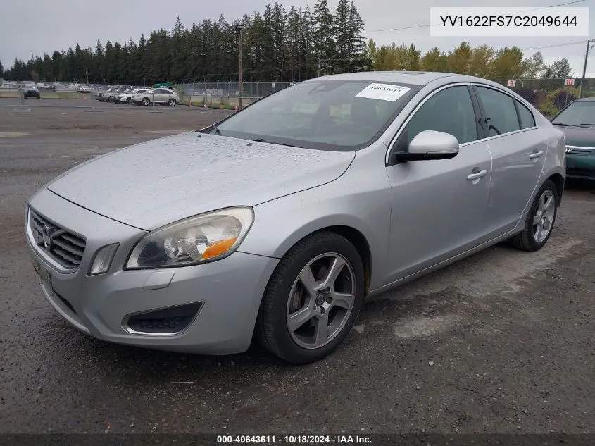 YV1622FS7C2049644 2012 Volvo S60 T5