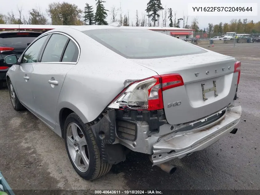 2012 Volvo S60 T5 VIN: YV1622FS7C2049644 Lot: 40643611