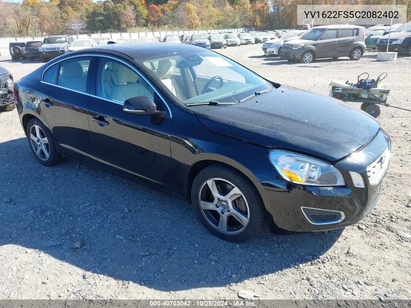 2012 Volvo S60 T5 VIN: YV1622FS5C2082402 Lot: 40703042