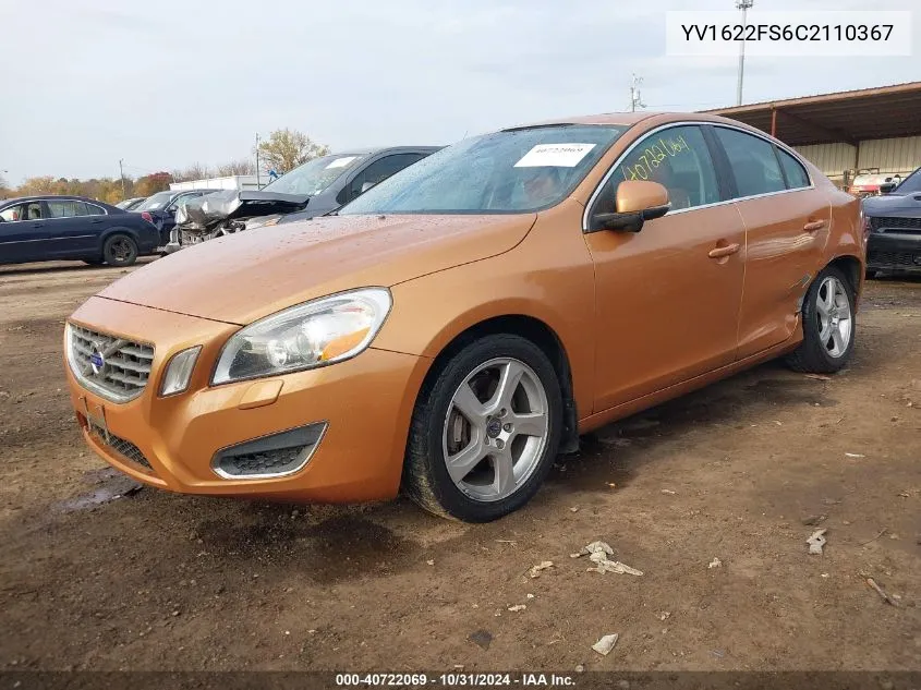 2012 Volvo S60 T5 VIN: YV1622FS6C2110367 Lot: 40722069