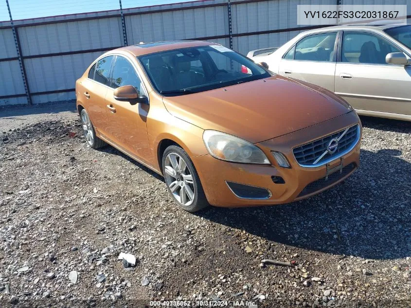 2012 Volvo S60 T5 VIN: YV1622FS3C2031867 Lot: 40736052