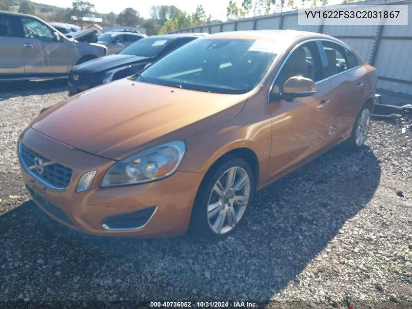 2012 Volvo S60 T5 VIN: YV1622FS3C2031867 Lot: 40736052