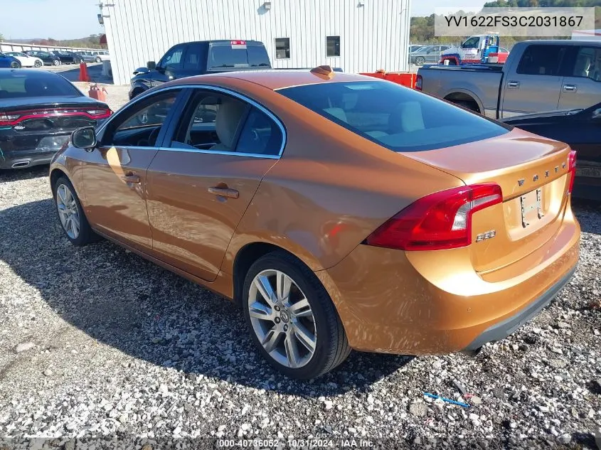 2012 Volvo S60 T5 VIN: YV1622FS3C2031867 Lot: 40736052