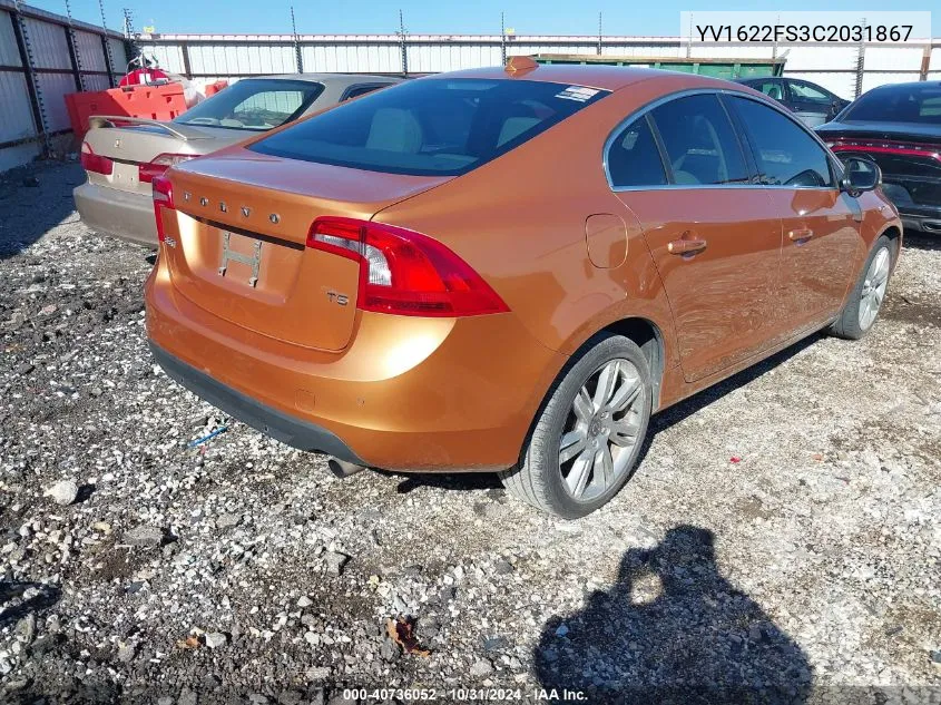 2012 Volvo S60 T5 VIN: YV1622FS3C2031867 Lot: 40736052