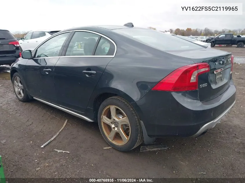 2012 Volvo S60 T5 VIN: YV1622FS5C2119965 Lot: 40768935