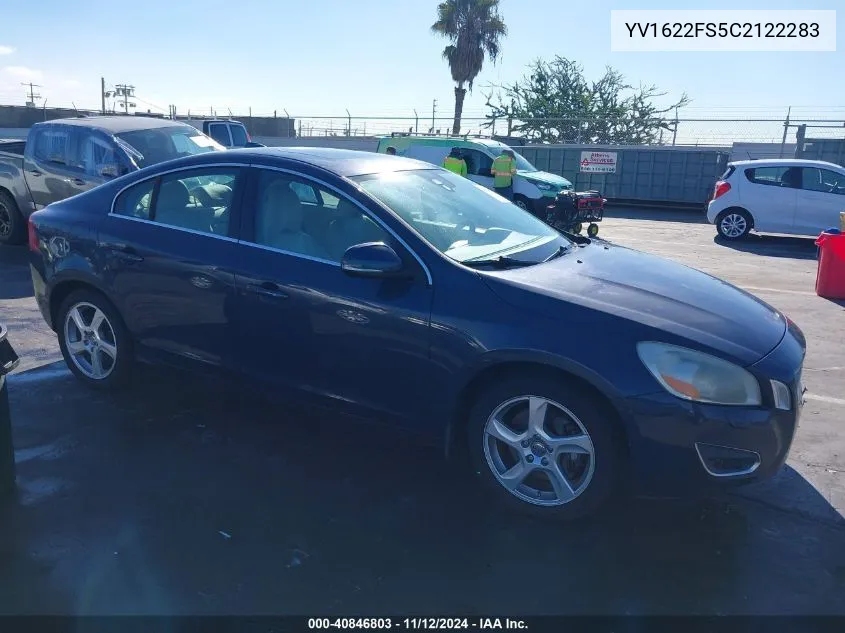 2012 Volvo S60 T5 VIN: YV1622FS5C2122283 Lot: 40846803