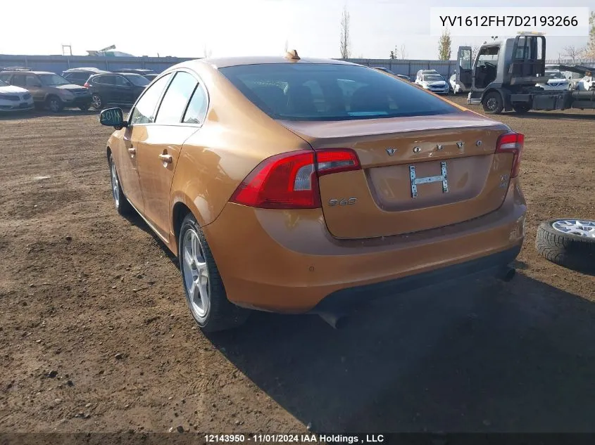 2013 Volvo S60 VIN: YV1612FH7D2193266 Lot: 12143950