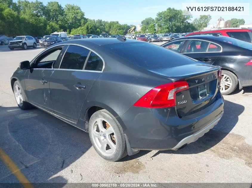 2013 Volvo S60 T5/T5 Platinum/T5 Premier/T5 Premier Plus VIN: YV1612FS7D2188421 Lot: 39502759