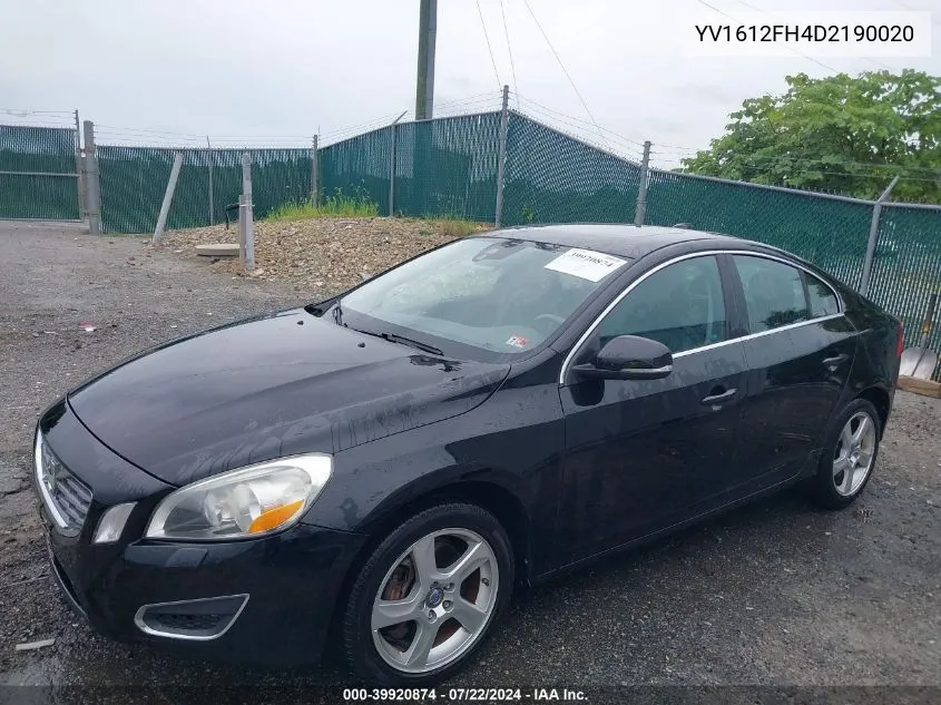 2013 Volvo S60 T5/T5 Platinum/T5 Premier/T5 Premier Plus VIN: YV1612FH4D2190020 Lot: 39920874