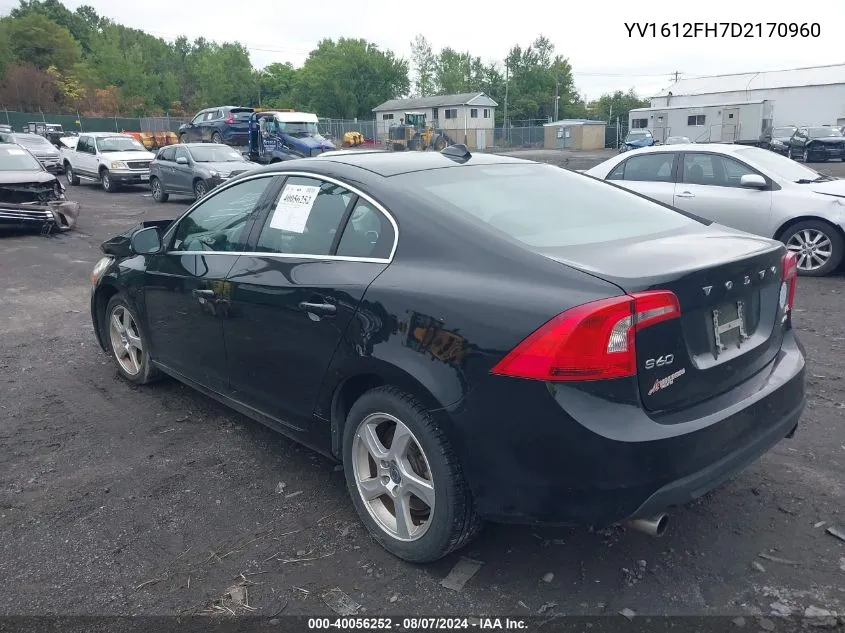 YV1612FH7D2170960 2013 Volvo S60 T5/T5 Platinum/T5 Premier/T5 Premier Plus