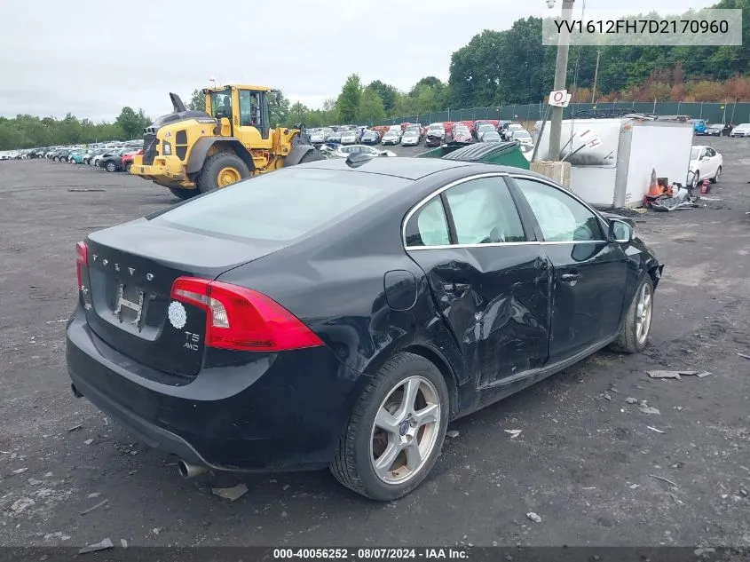 2013 Volvo S60 T5/T5 Platinum/T5 Premier/T5 Premier Plus VIN: YV1612FH7D2170960 Lot: 40056252