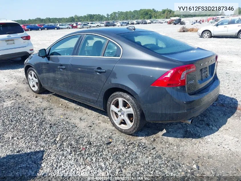 2013 Volvo S60 T5/T5 Platinum/T5 Premier/T5 Premier Plus VIN: YV1612FS3D2187346 Lot: 40087073