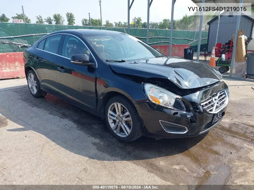 2013 Volvo S60 T5 VIN: YV1612FS4D1219016 Lot: 40119076