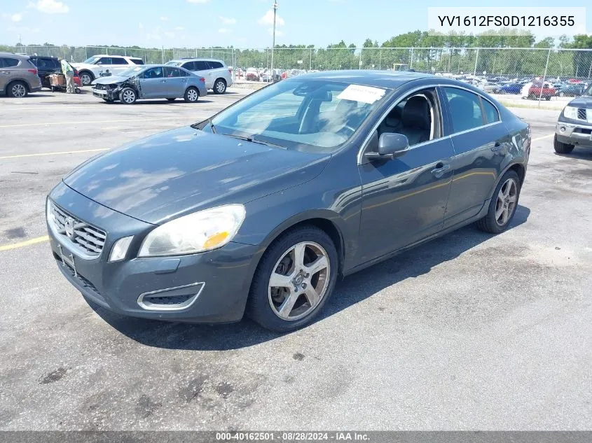 2013 Volvo S60 T5 VIN: YV1612FS0D1216355 Lot: 40162501